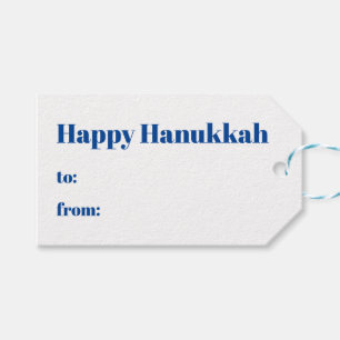 Lycklig Hanukkah blå vit till modern Presentetikett