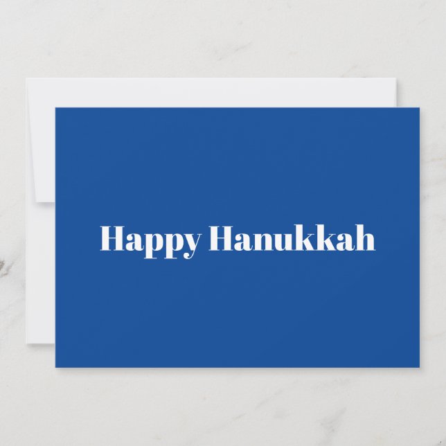 Lycklig Hanukkah blå vit typografi minimalist Julkort (Framsida)