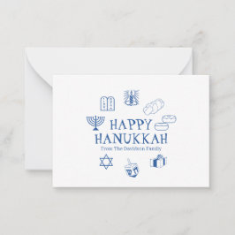 Lycklig Hanukkah blå, vitt namn Anteckningskort