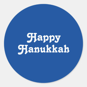 "Lycklig Hanukkah" blåvit Helgdag Runt Klistermärke