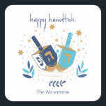 Lycklig Hanukkah Blommigt Dreidel Fyrkantigt Klistermärke<br><div class="desc">Lycklig Hanukkah Blommigt Dreidel-klistermärken. Anpassa anpassningsbarna ovan. Du hittar ytterligare samordningsobjekt i vår "Blommigt Hanukkah Menorah och Dreidel"-samling.</div>