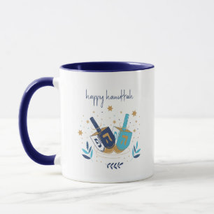 Lycklig Hanukkah Blommigt Dreidel Mugg