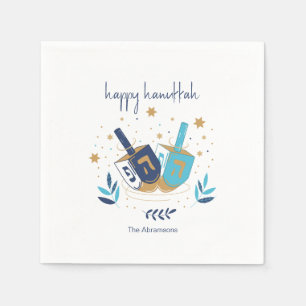 Lycklig Hanukkah Blommigt Dreidel Pappersservett
