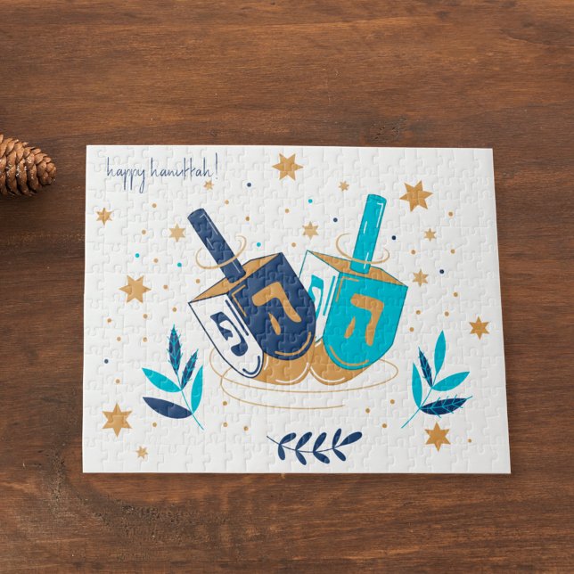 Lycklig Hanukkah Blommigt Dreidel Pussel (Skapare uppladdad)