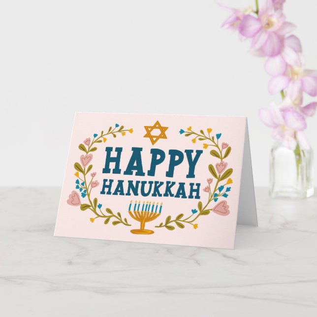 LYCKLIG HANUKKAH blommigt, judiskt Anpassade Kort (Orkide)