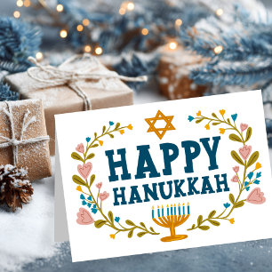 LYCKLIG HANUKKAH blommigt, judiskt Anpassade Kort