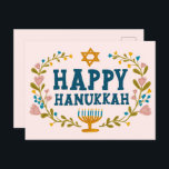 LYCKLIG HANUKKAH blommigt, judiskt Anpassade Vykort<br><div class="desc">Hand plockade text och blommigtar från mig till dig. Lägg till din egen text på baksidan av vykortet eller ändra färgen i bakgrunden. För mer design och färg,  kolla min butik! Eller låt mig veta om du vill ha någon anpassningsbar. Fråga om du inte hittar vad du behöver! :</div>
