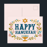 LYCKLIG HANUKKAH blommigt, judiskt Anpassade Vykort<br><div class="desc">Hand plockade text och blommigtar från mig till dig. Lägg till din egen text på baksidan av vykortet eller ändra färgen i bakgrunden. För mer design och färg,  kolla min butik! Eller låt mig veta om du vill ha någon anpassningsbar. Fråga om du inte hittar vad du behöver! :</div>