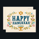 LYCKLIG HANUKKAH blommigt, judiskt Anpassade Vykort<br><div class="desc">Hand plockade text och blommigtar från mig till dig. Lägg till din egen text på baksidan av vykortet eller ändra färgen i bakgrunden. För mer design och färg,  kolla min butik! Eller låt mig veta om du vill ha någon anpassningsbar. Fråga om du inte hittar vad du behöver! :</div>