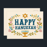 LYCKLIG HANUKKAH blommigt, judiskt Anpassade Vykort<br><div class="desc">Hand plockade text och blommigtar från mig till dig. Lägg till din egen text på baksidan av vykortet eller ändra färgen i bakgrunden. För mer design och färg, kolla min butik! Eller låt mig veta om du vill ha någon anpassningsbar. Fråga om du inte hittar vad du behöver! :</div>