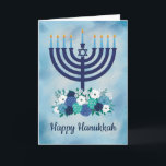 Lycklig Hanukkah Blommigt Menorah - tackkort<br><div class="desc">Beläggningsillustration av Cindy Bendel</div>