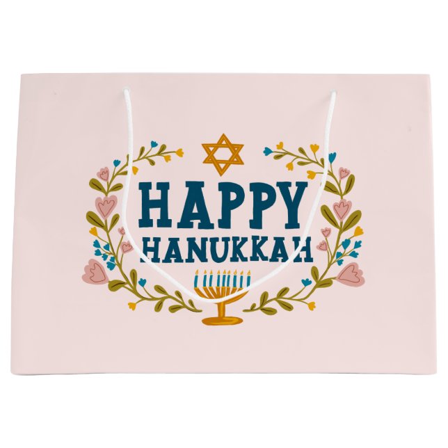 LYCKLIG HANUKKAH blommigt, utandning, judisk Helgd (Framsidan)