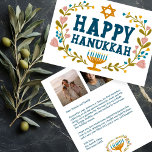 LYCKLIG HANUKKAH Blommigt WAN Menorah Anpassningsb Julkort<br><div class="desc">Hand plockade text och blommigtar från mig till dig. Klicka på "anpassa" om du vill redigera och lägga till egen text och foton på baksidan av vykortet eller ändra färgen för bakgrunden. Allt är anpassade. För mer design och färg, kolla min butik! Eller låt mig veta om du vill ha...</div>