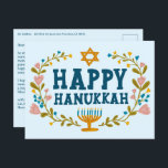 LYCKLIG HANUKKAH Blommigt WAN Menorah Anpassningsb Vykort<br><div class="desc">Hand plockade text och blommigtar från mig till dig. Klicka på "anpassa" om du vill redigera och lägga till egen text och returadress längst bak på vykortet eller ändra färgen i bakgrunden. Allt är anpassade. För mer design och färg, kolla min butik! Eller låt mig veta om du vill ha...</div>