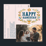 LYCKLIG HANUKKAH Blommigt WAN Menorah Anpassningsb Vykort<br><div class="desc">Hand plockade text och blommigtar från mig till dig. Klicka på "anpassa" om du vill redigera och lägga till ett eget foto på framsidan och texten och returadressen längst bak på vykortet eller ändra färgen för bakgrunden. Allt är anpassade. För mer design och färg, kolla min butik! Eller låt mig...</div>