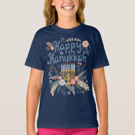 Lycklig Hanukkah-Blommigtar Handdragen konst T Shirt