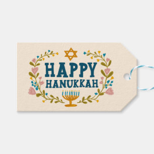 LYCKLIG HANUKKAH-blommigten judisk Helgdag TILL FR Presentetikett