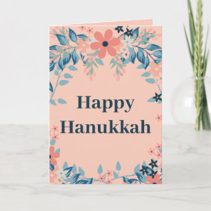 Lycklig Hanukkah-Blommigtens Rosa och blått Helgkort