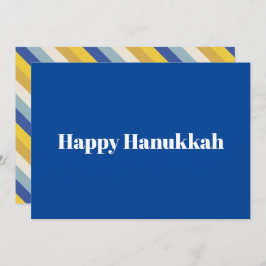 Lycklig Hanukkah blue guld modern rand typografi Julkort