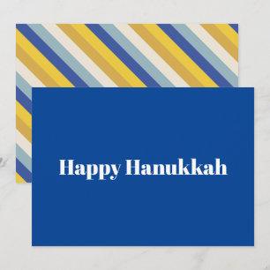 Lycklig Hanukkah blue guld modern rand typografi Julkort