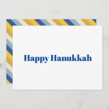 Lycklig Hanukkah blue guld rand modern typografi