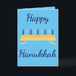 Lycklig Hanukkah Blue Menorah Helgkort<br><div class="desc">Fira den underbara festivalen i ljus med det tematiska hälsningskortet Lycklig Hanukkah. "Lycklig Hanukah" är skrivet med ett vackert mörk blått kursivt teckensnitt med blå ljus. Insidan av kortet har ett underbart meddelande. Beställ idag! Clipart från Sonya DeHart Design på: http://www.sonyadehartdesign.com |http://www.sonyadehartdesign.etsy.com</div>