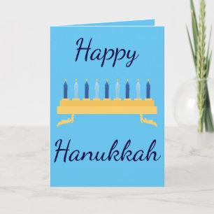 Lycklig Hanukkah Blue Menorah Helgkort