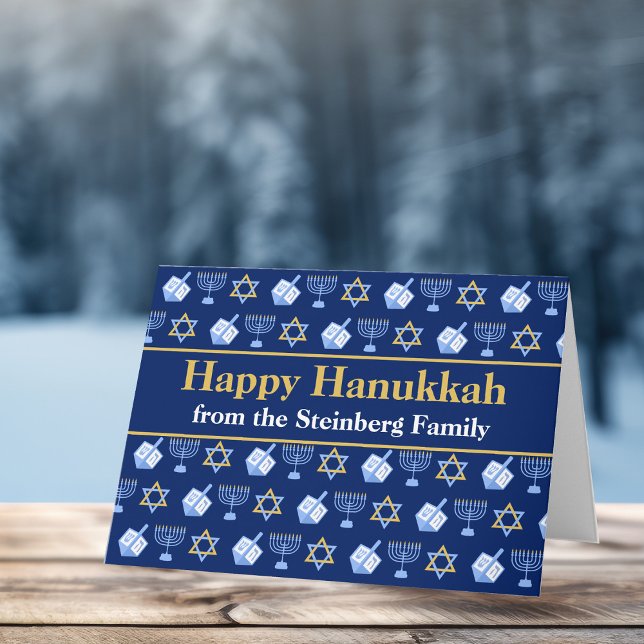 Lycklig Hanukkah Blue Menorah Star av David Mönste Kort (Skapare uppladdad)