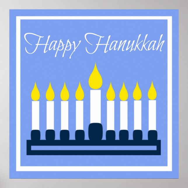 Lycklig Hanukkah Blue och White Poster (Framsidan)