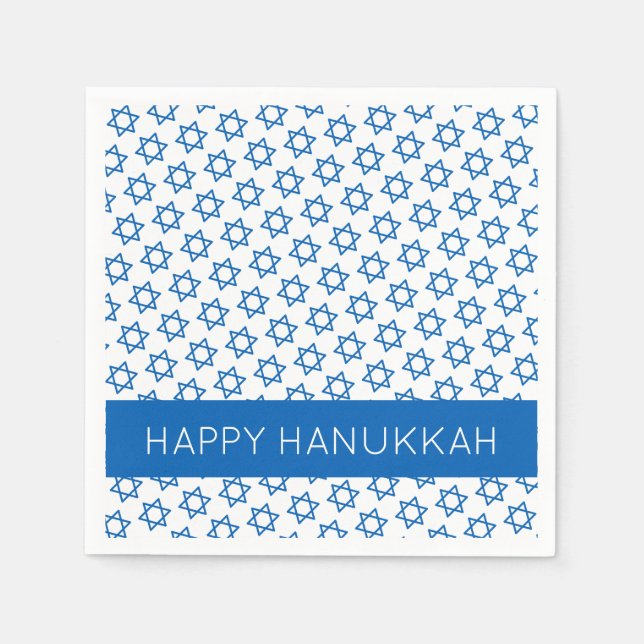 Lycklig Hanukkah Blue Star of David Helgdag Faith Pappersservett (Framsidan)
