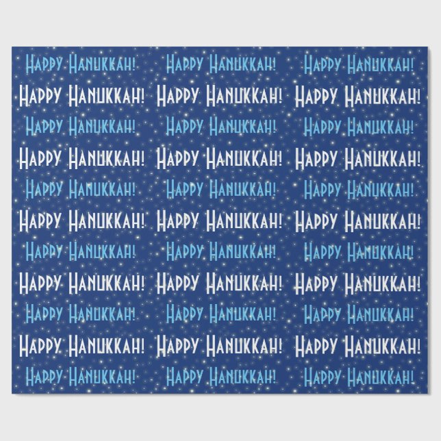 Lycklig Hanukkah Blue Stars Presentpapper (Platt)