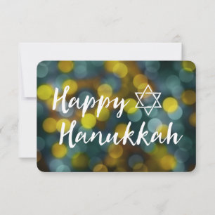 lycklig hanukkah bokeh ljus inbjudningar