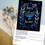 Lycklig Hanukkah Botanical Menorah Watercolor ANPA Helg Vykort<br><div class="desc">Söte teckning att önska någon lycklig hanukkah! Klicka på "anpassa" om du vill lägga till en egen text på baksidan. Finns även som hälsningskort eller digital nedladdning som skickas direkt via e-post eller sms. Kolla min butik för mer eller säg till om du vill ha någon anpassningsbar! Jag kan skapa...</div>