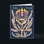 Lycklig Hanukkah Botanical Menorah Watercolor Helgkort<br><div class="desc">Söte teckning att önska någon lycklig hanukkah! Klicka på Redigera med Design verktyg om du vill lägga till en egen text. Finns även som vykort, platta kort eller digital nedladdning som skickas direkt via e-post eller sms. Kolla min butik för mer eller säg till om du vill ha någon anpassningsbar!...</div>