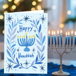 Lycklig Hanukkah Botanical Menorah Watercolor Helgkort<br><div class="desc">Söte teckning att önska någon lycklig hanukkah! Klicka på Redigera med Design verktyg om du vill lägga till en egen text. Finns även som vykort, platta kort eller digital nedladdning som skickas direkt via e-post eller sms. Kolla min butik för mer eller säg till om du vill ha någon anpassningsbar!...</div>