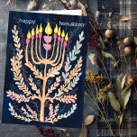 Lycklig Hanukkah Botanical Menorah Watercolor Helgkort<br><div class="desc">Söte teckning att önska någon lycklig hanukkah! Klicka på Redigera med Design verktyg om du vill lägga till en egen text. Finns även som vykort, platta kort eller digital nedladdning som skickas direkt via e-post eller sms. Kolla min butik för mer eller säg till om du vill ha någon anpassningsbar!...</div>