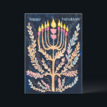 Lycklig Hanukkah Botanical Menorah Watercolor Julkort<br><div class="desc">Söte teckning att önska någon lycklig hanukkah! Klicka på Redigera med Design verktyg om du vill lägga till en egen text. Finns även som vykort eller digital nedladdning som skickas direkt via e-post eller sms. Kolla min butik för mer eller säg till om du vill ha någon anpassningsbar! Jag kan...</div>