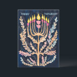 Lycklig Hanukkah Botanical Menorah Watercolor Julkort<br><div class="desc">Söte teckning att önska någon lycklig hanukkah! Klicka på Redigera med Design verktyg om du vill lägga till en egen text. Finns även som vykort eller digital nedladdning som skickas direkt via e-post eller sms. Kolla min butik för mer eller säg till om du vill ha någon anpassningsbar! Jag kan...</div>