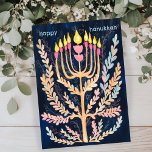 Lycklig Hanukkah Botanical Menorah Watercolor Julkort<br><div class="desc">Söte teckning att önska någon lycklig hanukkah! Klicka på Redigera med Design verktyg om du vill lägga till en egen text. Finns även som vykort eller digital nedladdning som skickas direkt via e-post eller sms. Kolla min butik för mer eller säg till om du vill ha någon anpassningsbar! Jag kan...</div>