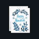 Lycklig Hanukkah Botanical Watercolor Helg Vykort<br><div class="desc">Söte teckning att önska någon lycklig hanukkah! Klicka på "anpassa" om du vill lägga till en egen text på baksidan. Finns även som hälsningskort eller digital nedladdning som skickas direkt via e-post eller sms. Kolla min butik för mer eller säg till om du vill ha någon anpassningsbar! Jag kan skapa...</div>