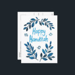 Lycklig Hanukkah Botanical Watercolor Helg Vykort<br><div class="desc">Söte teckning att önska någon lycklig hanukkah! Klicka på "anpassa" om du vill lägga till en egen text på baksidan. Finns även som hälsningskort eller digital nedladdning som skickas direkt via e-post eller sms. Kolla min butik för mer eller säg till om du vill ha någon anpassningsbar! Jag kan skapa...</div>
