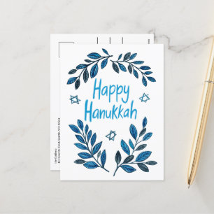 Lycklig Hanukkah Botanical Watercolor Helg Vykort