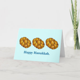 Lycklig Hanukkah Braided Challah Bread Chanukah Helgkort