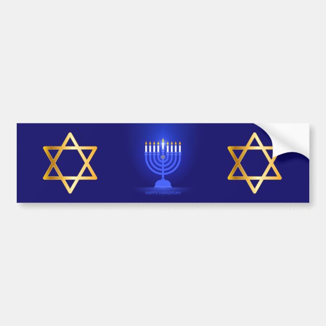 Lycklig Hanukkah Bumper Sticker Bildekal (Framsidan)
