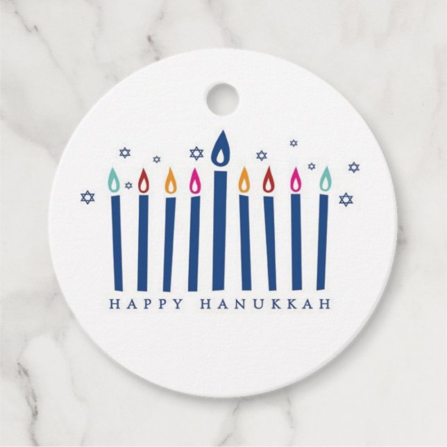 Lycklig Hanukkah Candles Gift Märkre Gåvor Etiketter (Framsida)