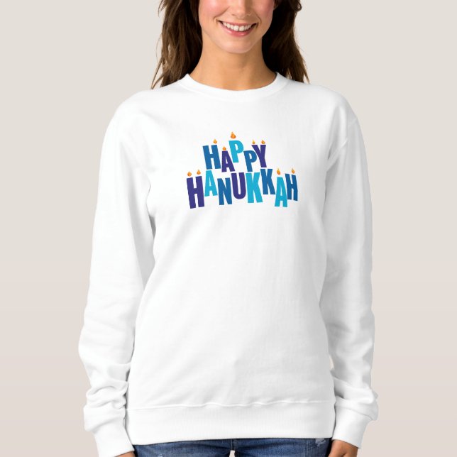 Lycklig Hanukkah Candles Helgdag T Shirt (Framsida)