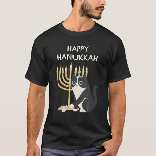 Lycklig Hanukkah Cat Hanukkah T Shirt (Framsida)