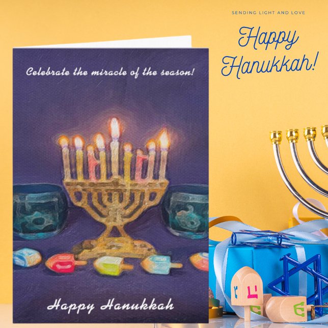 Lycklig Hanukkah Celebrate Miracle of Season Card Helgkort (Skapare uppladdad)