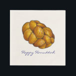 Lycklig Hanukkah Chanukah Challah Bread Napkins Pappersservett<br><div class="desc">En originalillustration av ett bröd av hjärnan. Perfekt för Hanukkah!</div>