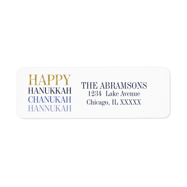 Lycklig Hanukkah Chanukah Helgdag Adressetiketter Returadress Etikett (Framsidan)
